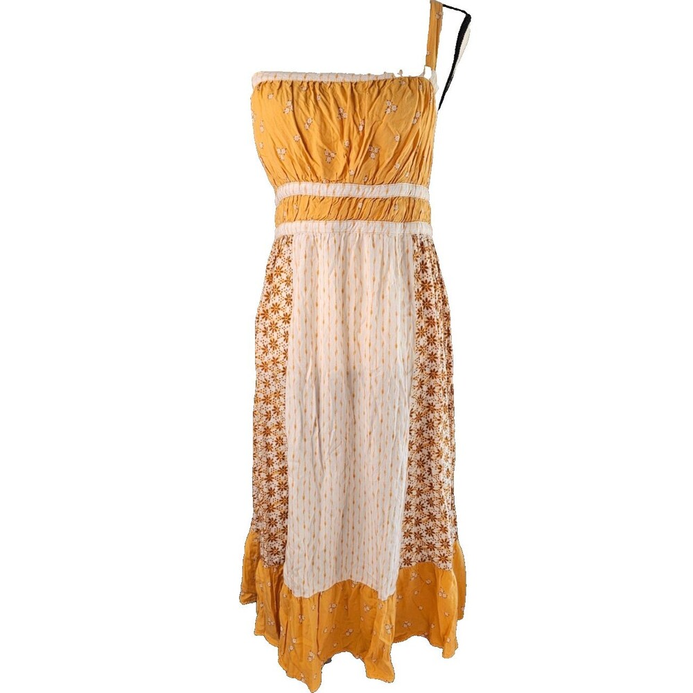 Aeropostale Yellow/White Boho Chic Apron Front Dress Sz L